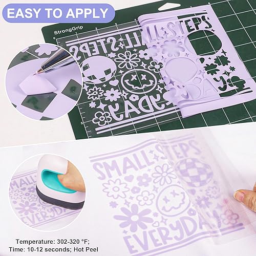 Miniatura 3 de VINYL FROG Rollo de vinilo de transferencia de calor HTV  12 pulgadas x 5 pies, vinilo morado orquídea para planchar en camisetas, vinilo de prensa