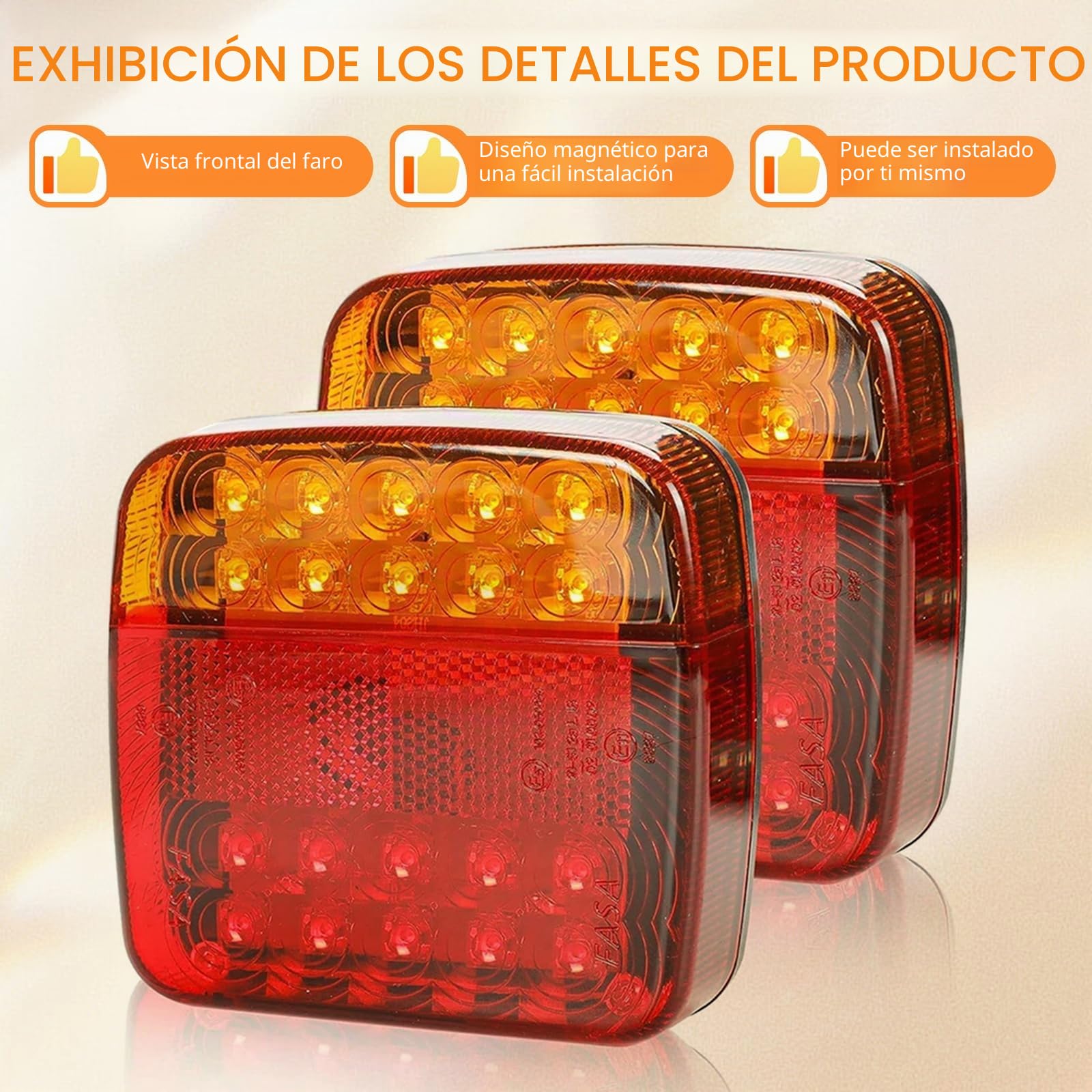 Luces Traseras LED Inalámbricas Remolque, Kit Pilotos Traseros Magnéticos | Radio 12/24V con Intermitente, Luz de Freno, Luz de Posición y Luz de Matrícula, Luces LED Impermeables IP65 para Camión