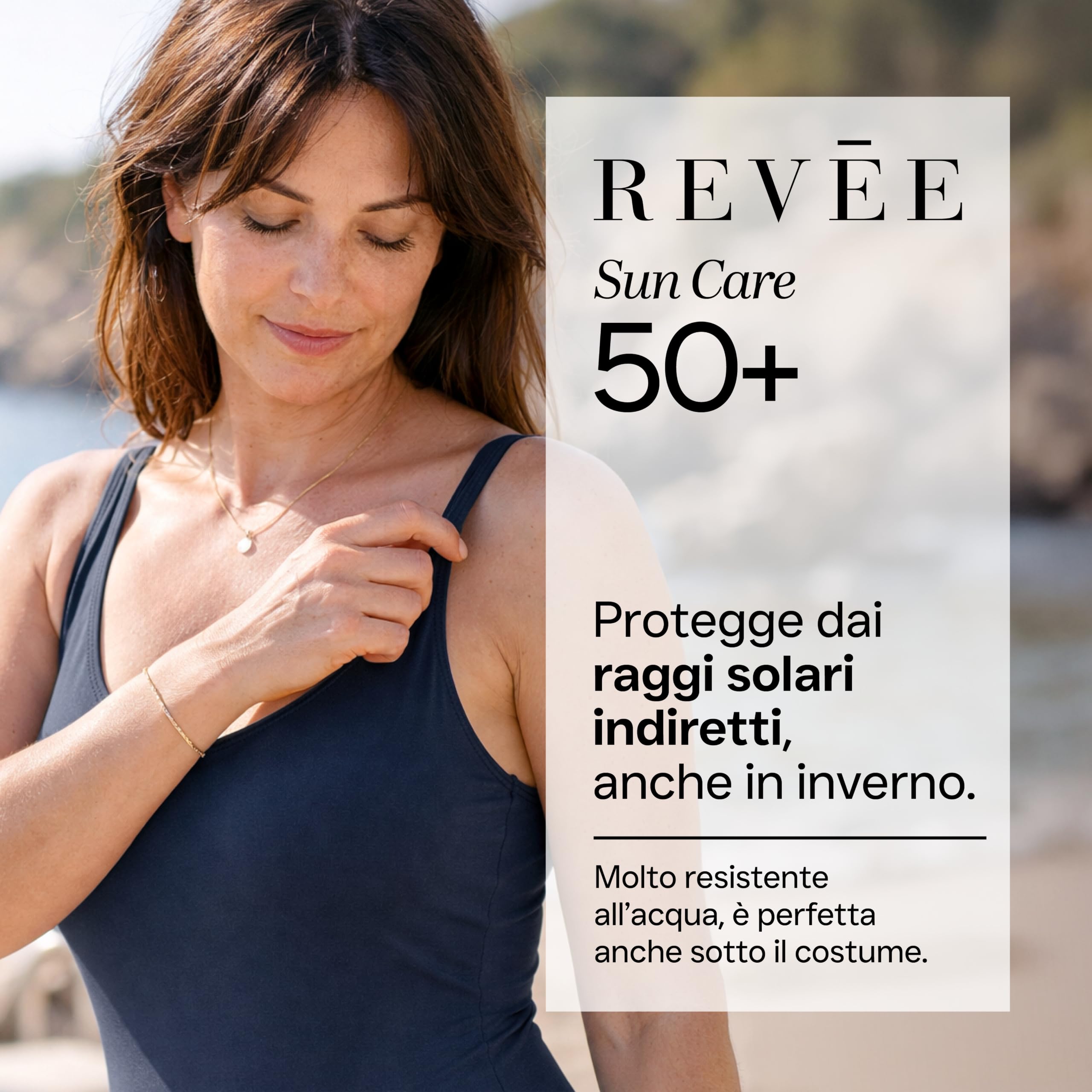 REVÉE Sun Care, Protezione Solare Cicatrici - SPF 50+ Viso e Corpo – Protegge Cicatrici, nei, Macchie Solari – Made in Italy – Nickel Tested, Gluten Free – 150 ml