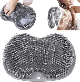 Silikon Matte Badematte, Fußbürste Dusche Fußmassagegerät, Fußwäscher Bath Massage Pad mit Rutschfesten Saugnäpfen für Fußpflege Entspannung, Erhöhung der Durchblutung, Peeling (Grey)