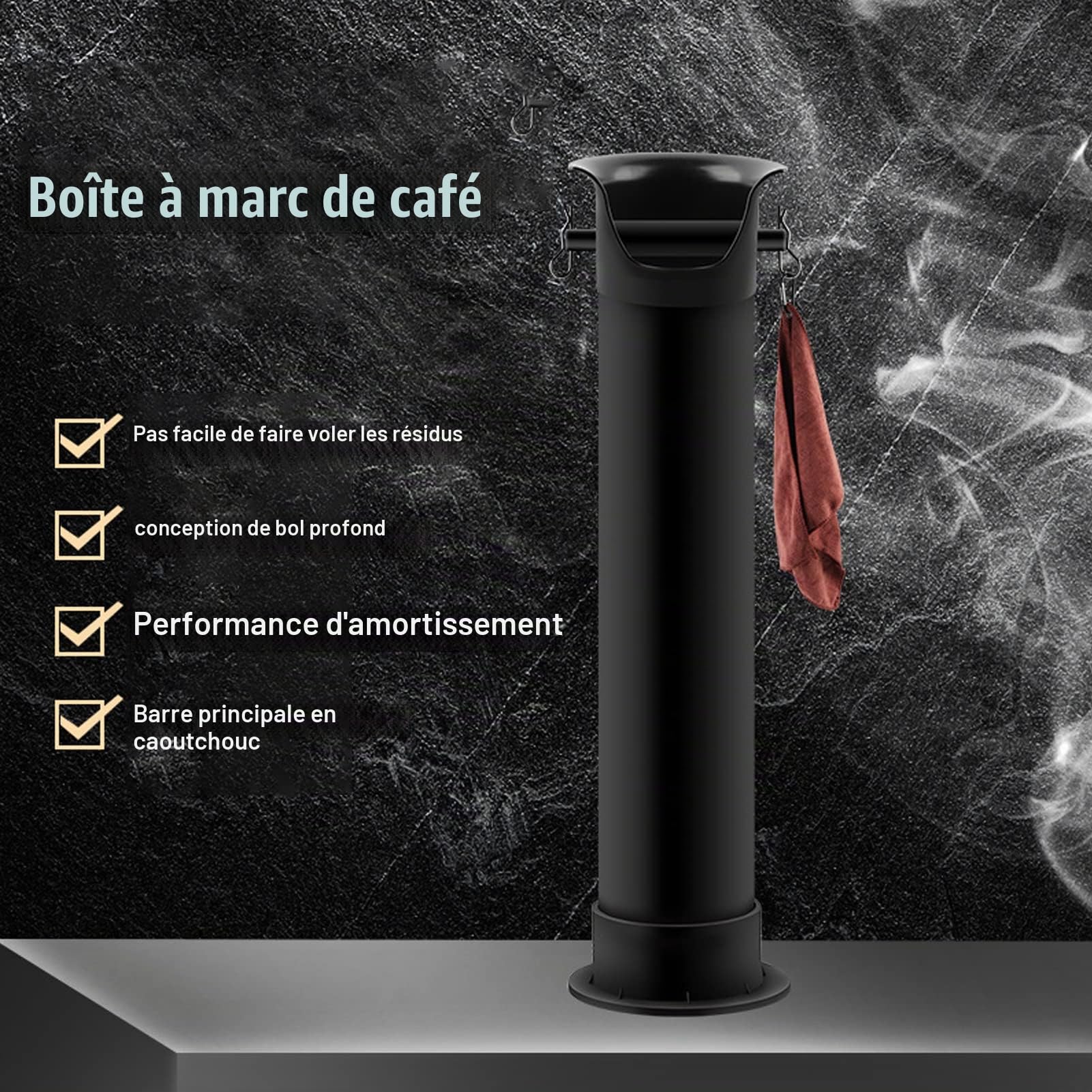 Wakects Poubelle de Collecte de Marc de café Commerciale, Boîte à café sur Pied, Grande Ouverture, Conteneur à café pour Cafés, Cuisines Domestiques 8,7x33,7 Pouces