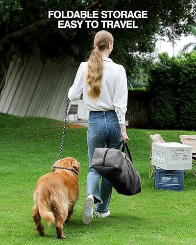 Miniatura 7 de Caja de Viaje Plegable para Perros de 30 Pulgadas, Perrera Suave Portátil de 4 Puertas para Perros Medianos a Grandes, Ventanas de Malla Resistente