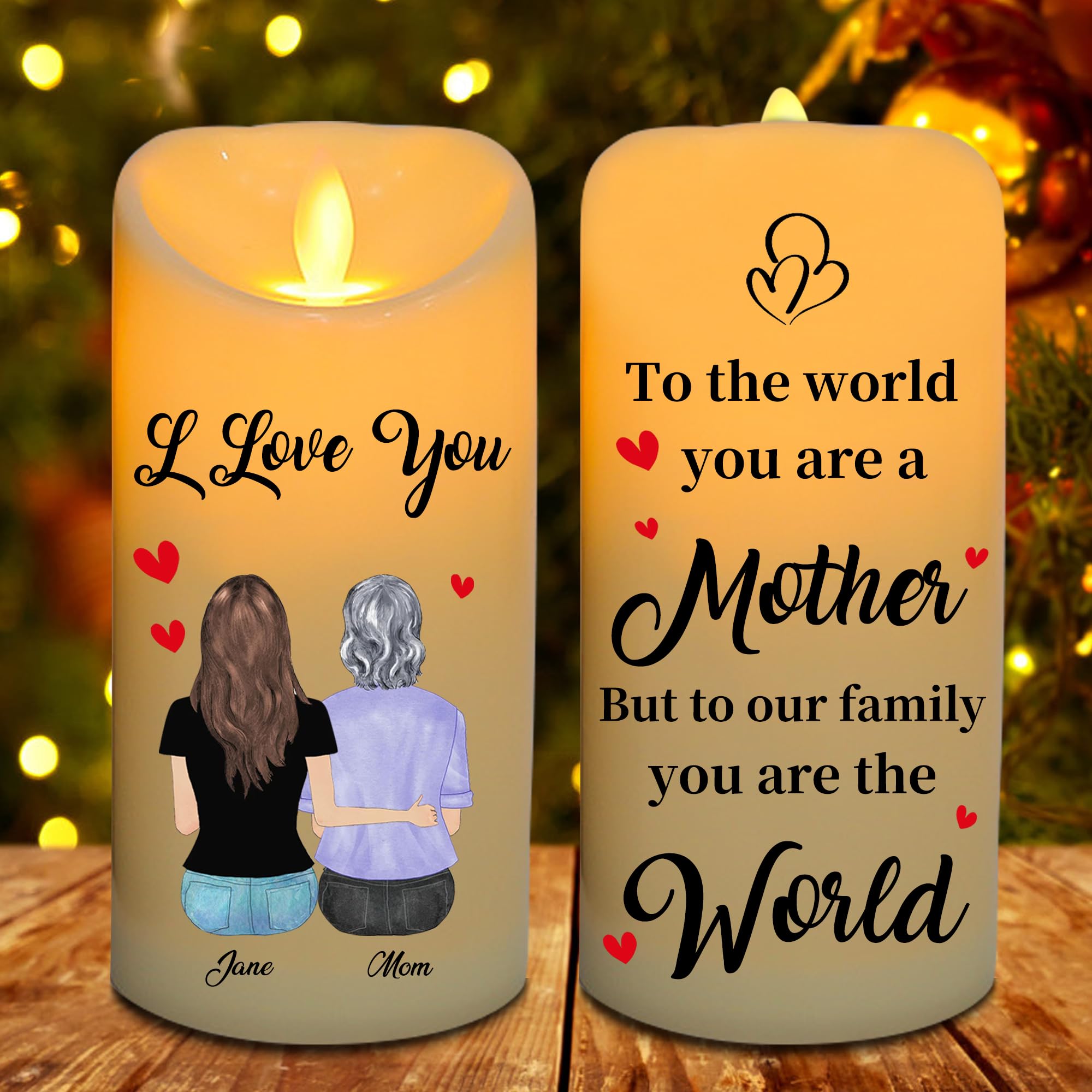 NOONATIVE I Love You Candle,Personalized Custom LED Flameless Candle with Name Portrait,Mother's Day Gift for Mom Grandma