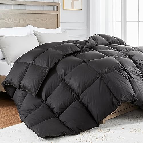 KAKABELL Edredón de plumas de ganso tamaño individual para todas las estaciones, ultra suave y acogedor, relleno de edredón sin ruido con funda de