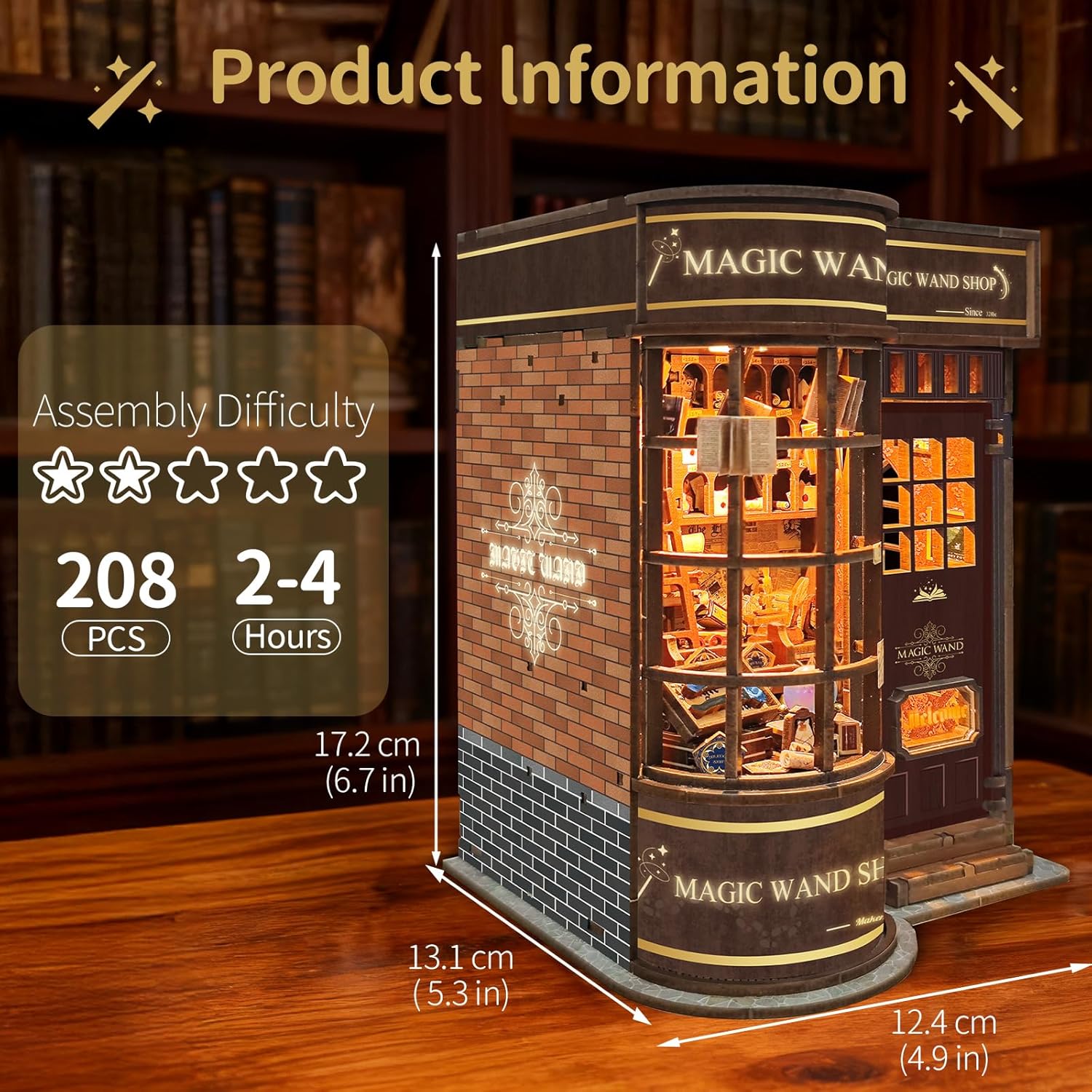 BELEEV Book Nook Kit, DIY Miniature Dollhouse Kit, 3D Wooden Puzzle for Adult and Teens, Booknook Bookshelf Decor Craft with LED Light, Gifts for Women Teens and Puzzle Lovers - Magic Wand Store