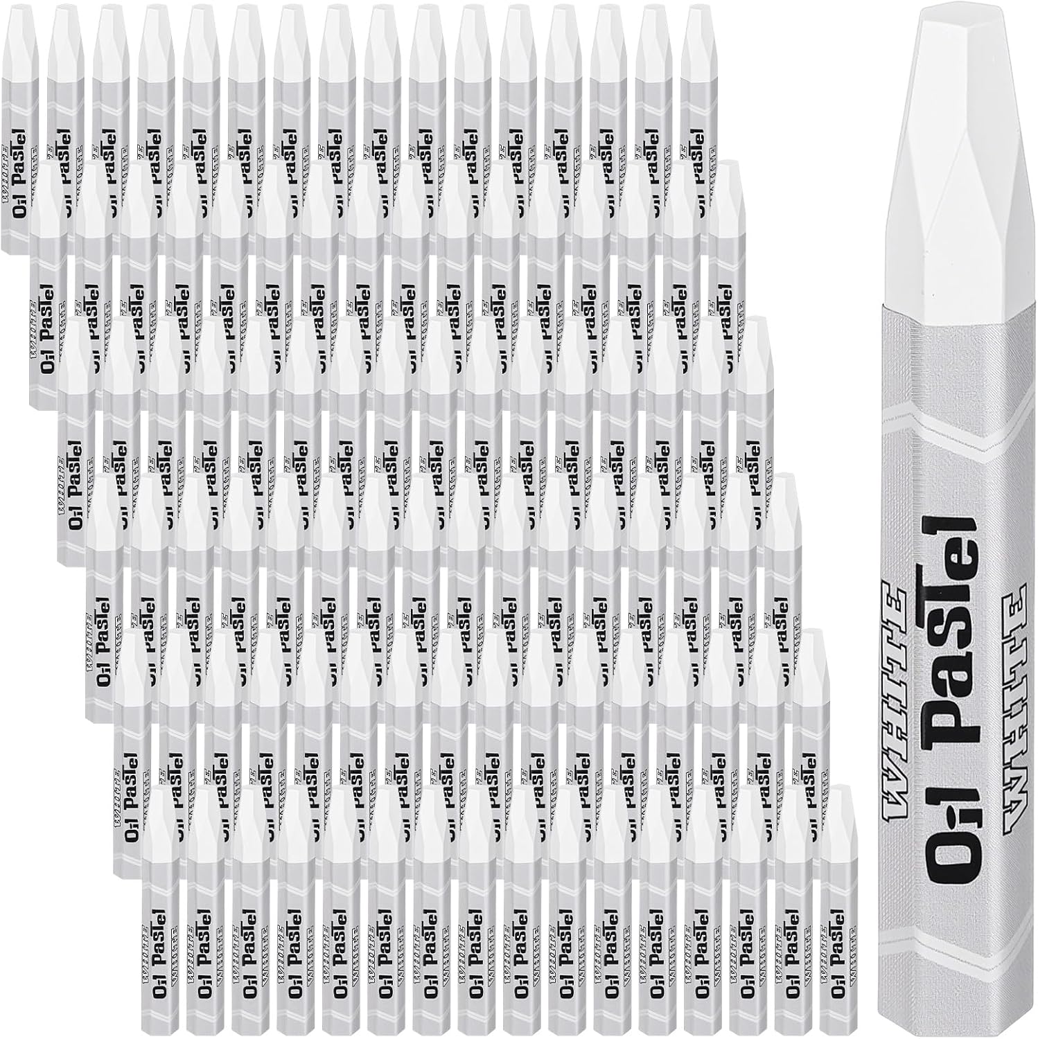 96 Pcs White Soft Oil Pastels Bulk Artists White Oil Crayons Single Color Hexagonal Creamy Pastel for Artists Beginners Painting Drawing Relaxing Blending Graffiti Gallery