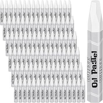 96 Pcs White Soft Oil Pastels Bulk Artists White Oil Crayons Single Color Hexagonal Creamy Pastel for Artists Beginners Painting Drawing Relaxing Blending Graffiti Gallery