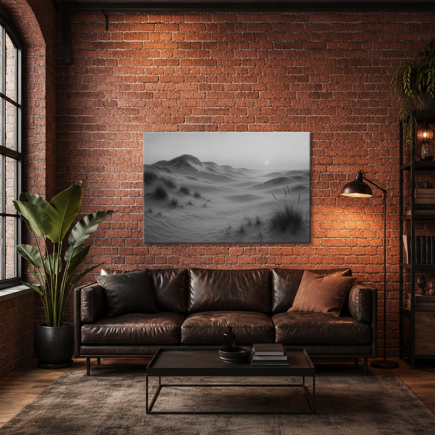 deyoli Obraz na płótnie wydmy piaskowe z trawami 100 x 70 cm czarno-biały
