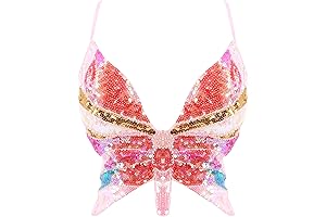 Womens Glitter Sequin Butterfly Tank Top