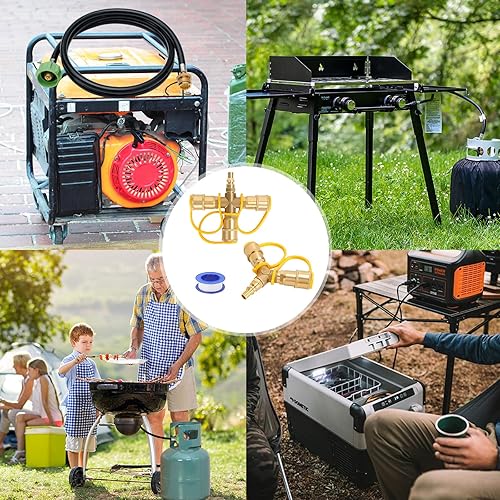 Miniatura 6 de Divisor de conexión rápida de propano RV de 14 de pulgada, divisor de propano en Y de propano de 2 vías y 3 vías con válvula de cierre para remolque