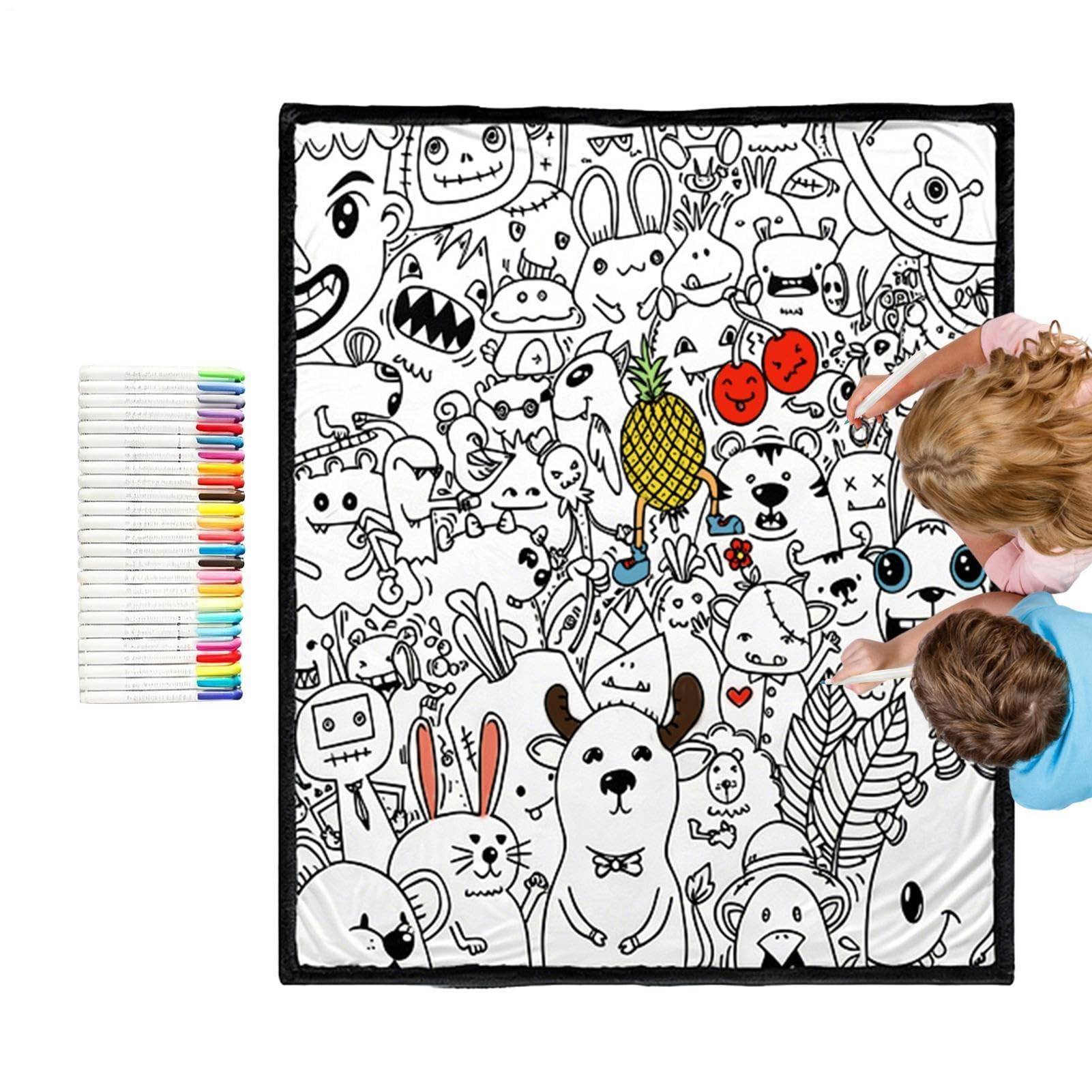 Couverture à colorier jeté de canapé lavable 150x127 cm pour adulte et loisirs créatifs