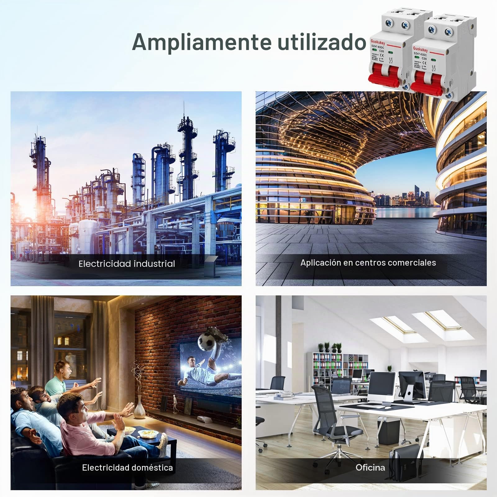 2 unidades Disyuntor automático PV DC 1000V 20A 2 polos DZ47-C20 Solar Interruptor de protección de línea Seccionador Interruptor de protección aérea Interruptor de protección para sistemas