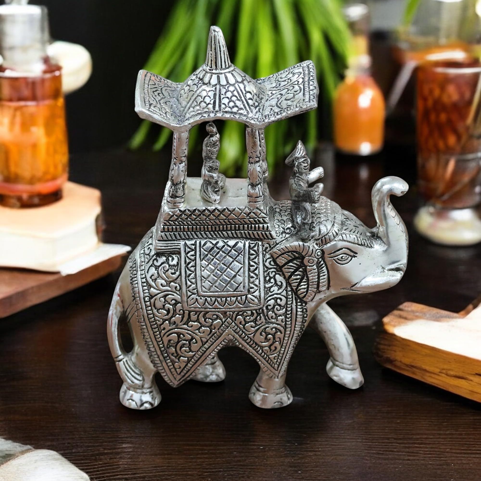 Handcrafted Metal Elephant Statue - Rajasthani Art -6