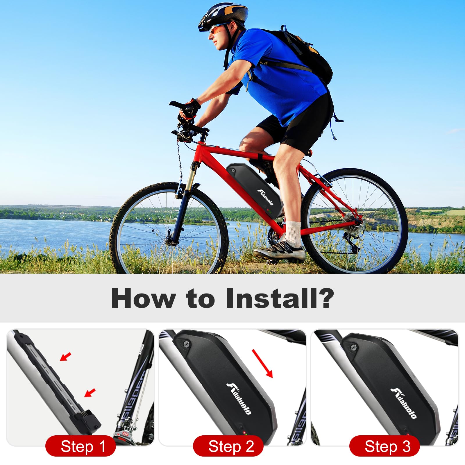 Batteria Bici Elettrica 52V 25AH Shark Batteria Ebike Agli Ioni di Litio Lungo Raggio Ricambio Batterie con Caricabatteria, 5-Pin Piastra di Base