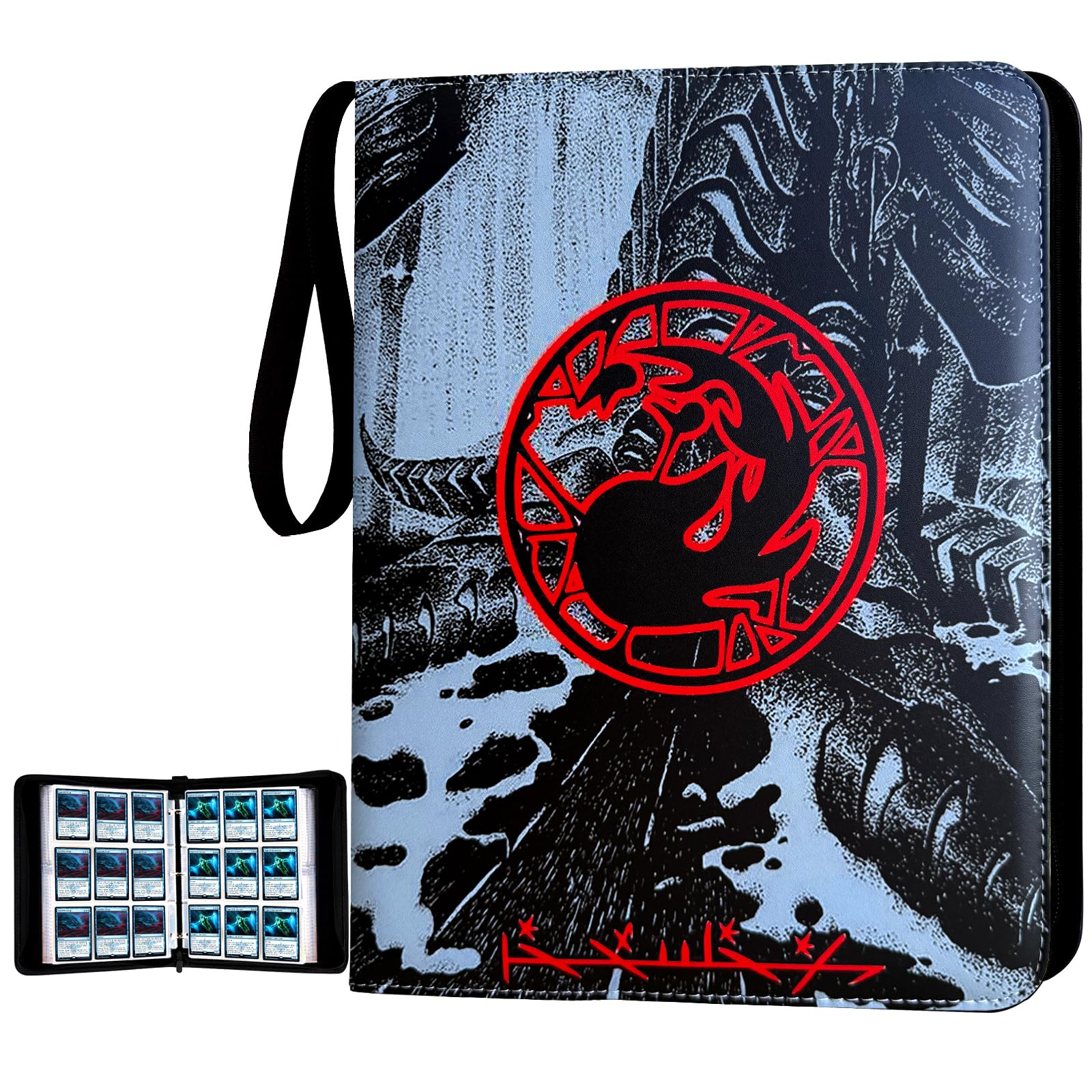 MTGPRO 9 Pocket Card Binder, 720 Double Sided Pocket Trading Card Binder, Premium PU Card Collector Album,Card Folder for MTG/YGO/PTCG/Game Cards(Red)