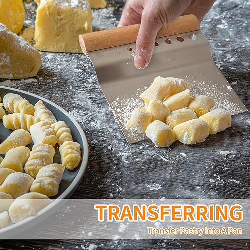 Miniatura 5 de ALLTOP Dough Bench Scraper/Cutter/Chopper Stainless Steel Blade with Herb Stripper,Multipurpose Kitchen Pastry Tool with Scale Ruler - Leaf Remover