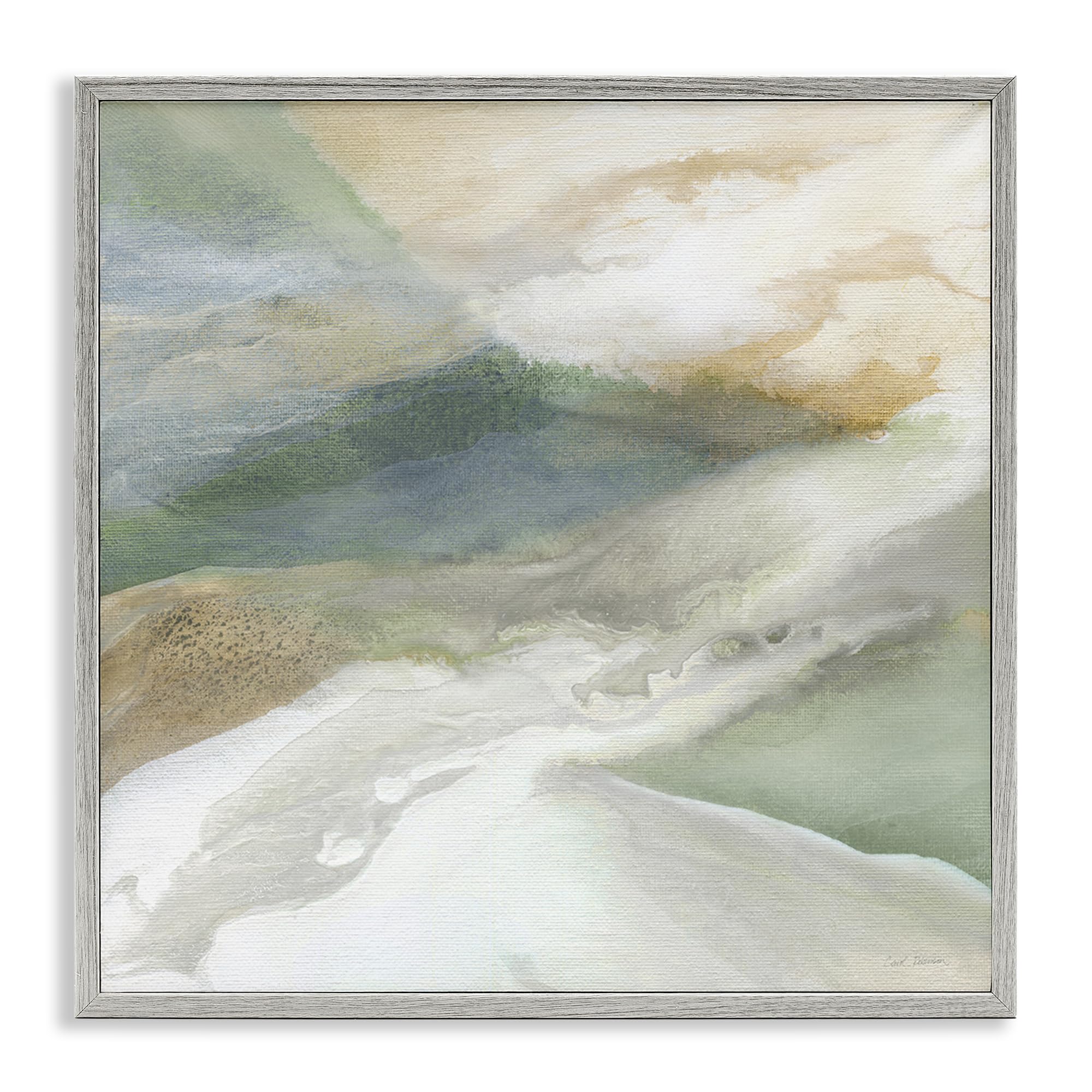 Stupell Industries Farmhouse Gray (Textured) Serene Mist Rolling Fields Abstract, 17 X 17 Inch Framed Giclée Print