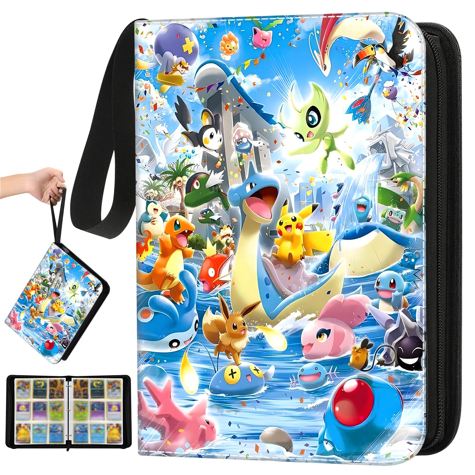 Sammelkarten Album für 900 Karten, 9 Taschen 50 Seiten Binder, PU Leder Card Binder, Sammelalbum Karten mit Reißverschluss, Wasserdicht Karten Sammelalbum