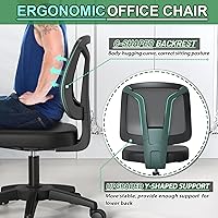 Vista 2 de Silla de oficina giratoria sin brazos de escritorio sin brazos de altura ajustable y soporte lumbar para el hogar