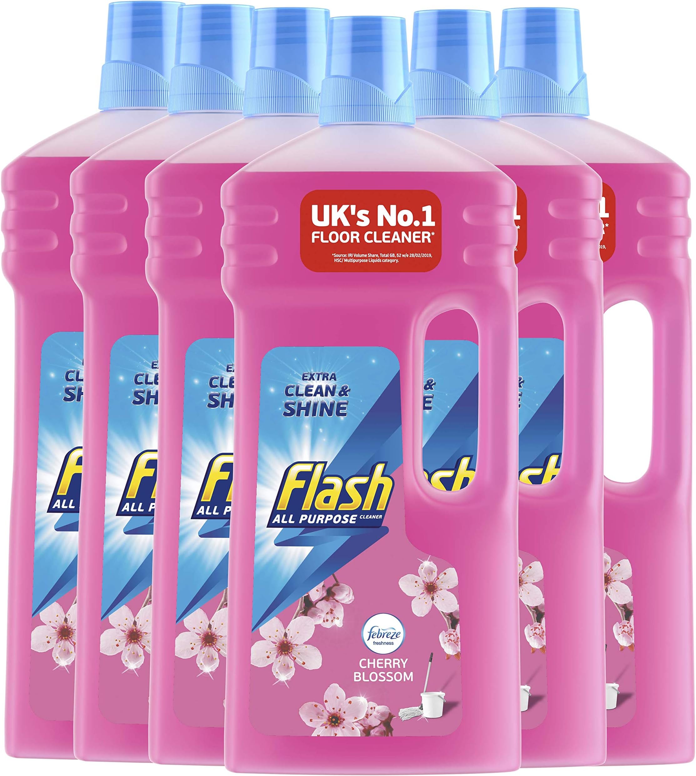 Flash All Purpose Multi Surface Cleaner, Floor Cleaner Liquid, Cherry Blossom, 7.8 Litres (1.3 L x 6)