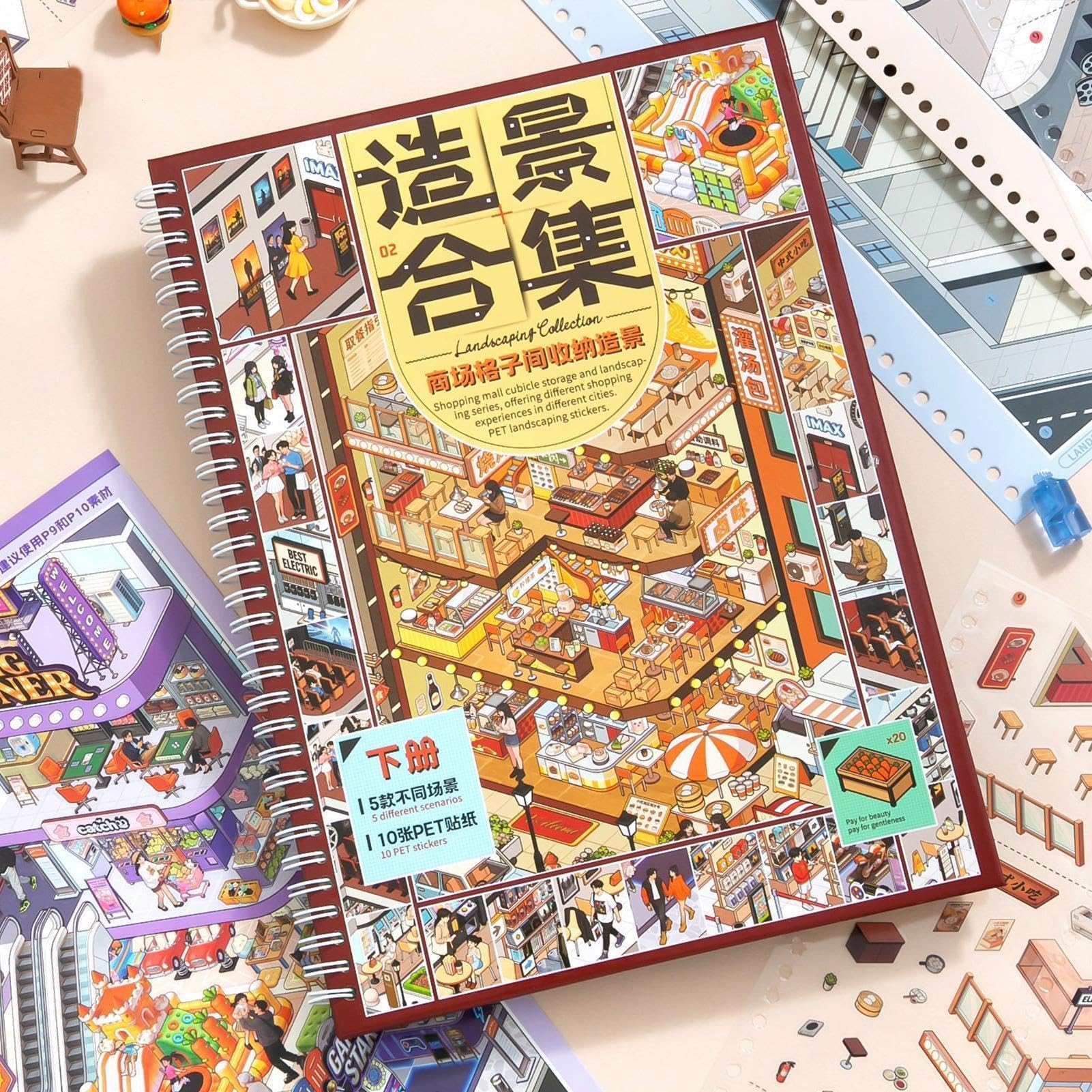 Kit de livres d'autocollants avec scènes miniatures - Pour scrapbooking, journaux, planificateurs, décoration murale et travaux manuels