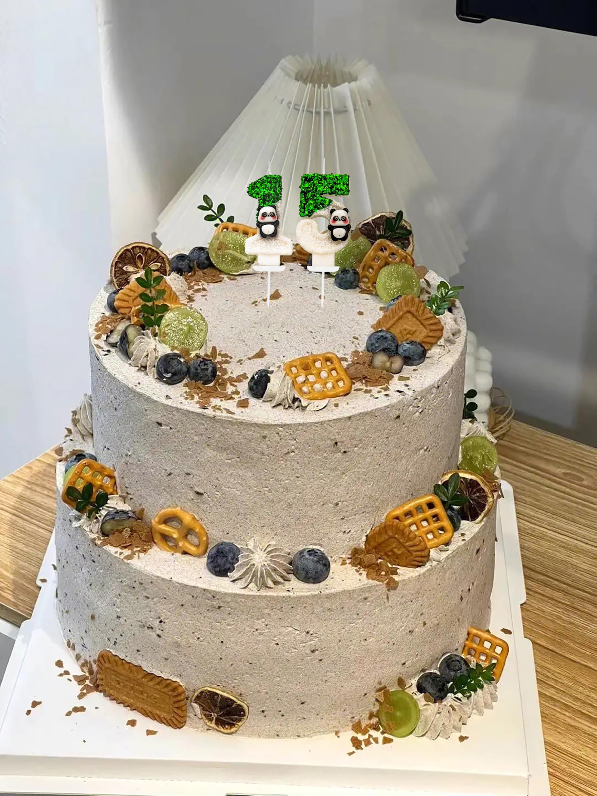 Candela Di Compleanno A Forma Di Panda – Numero 8, Design 3D, Bianco E Verde, Per Torta Bambini E Adulti - 2