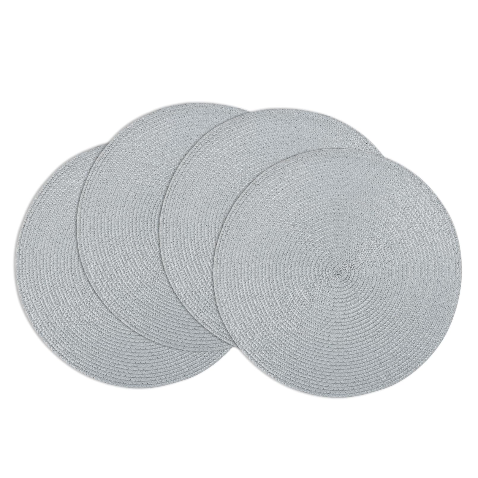 Winknowl Runde Platzsets 4er Set, Abwaschbar Tischmatten rutschfest Abgrifffeste Hitzebeständig Tischsets, 37 cm Runde Platz-Matten für Esstisch (Hellgrau)