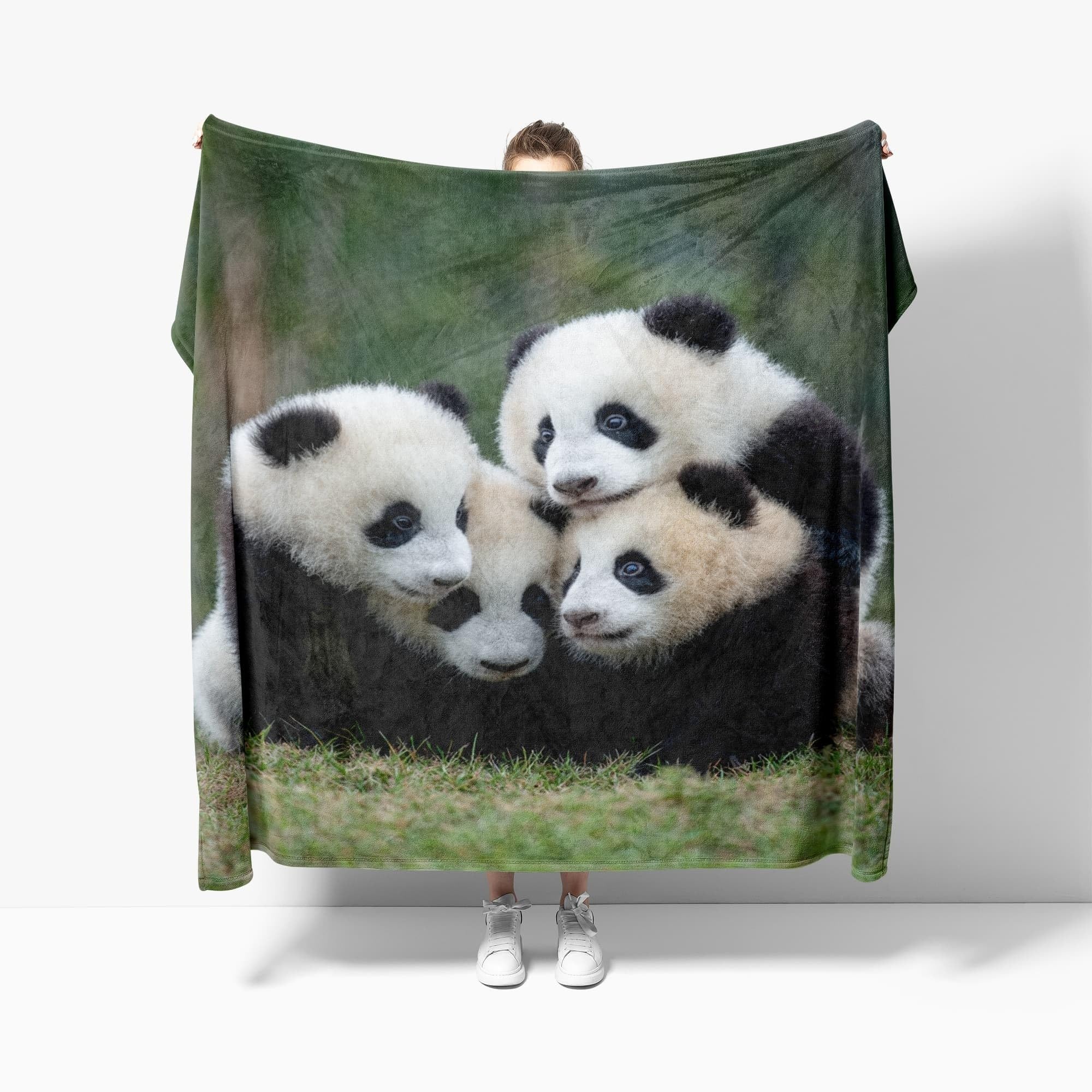Plaid Polaire Flanelle 150x200 cm Gros Plan d'un Panda GéAnt Jeté de Canapé Sherpa Couverture • Couverture Douillette Vert Couverture pour Enfants • Douce et Chaude • Cadeau Plaids