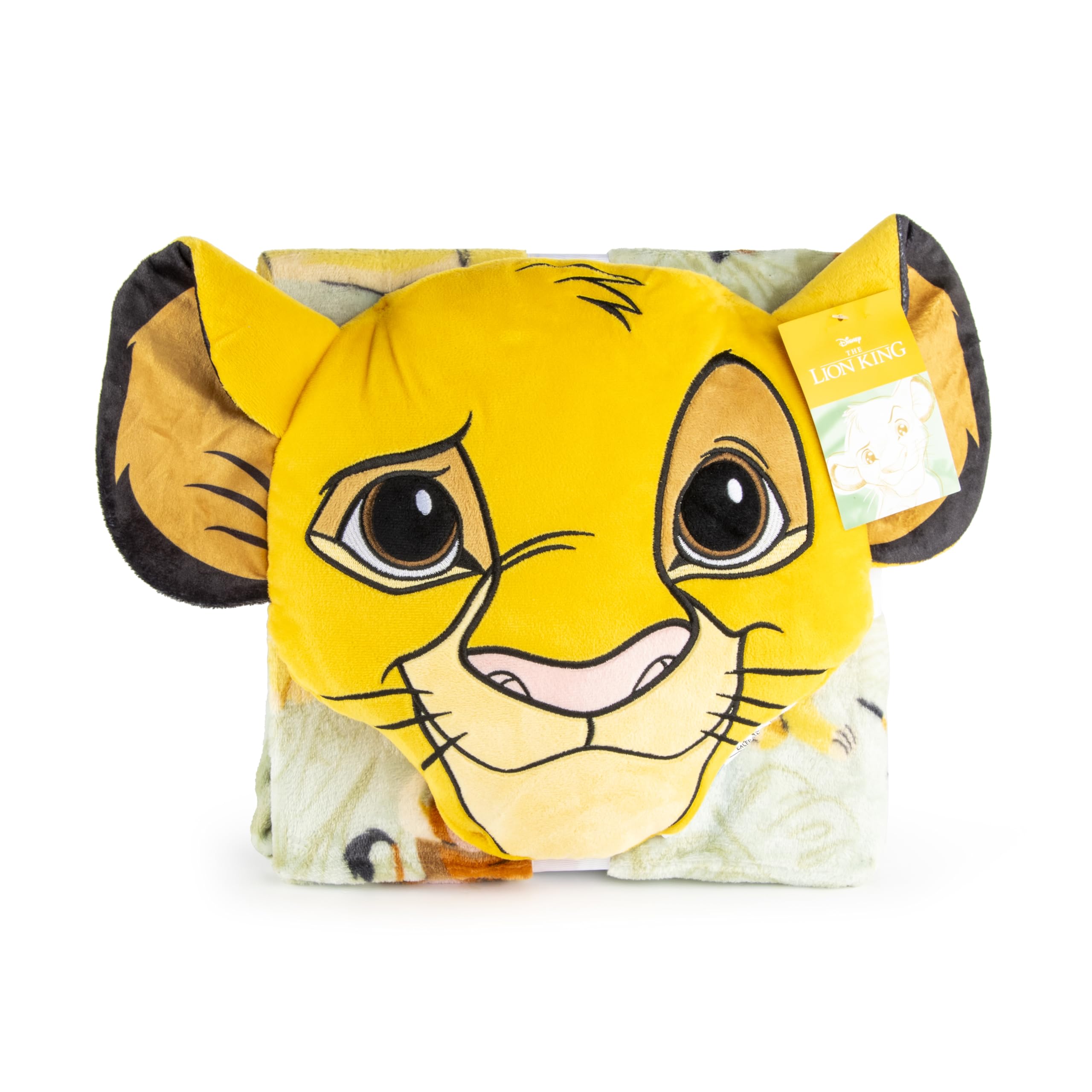 Jay Franco Disney König der Löwen Simba Nogginz Set, leichte Reisedecke und Plüschkissen, 101,6 x 127,7 cm, superweich, 2-teiliges Safari-Tier-Bettwäsche-Set für Kinder