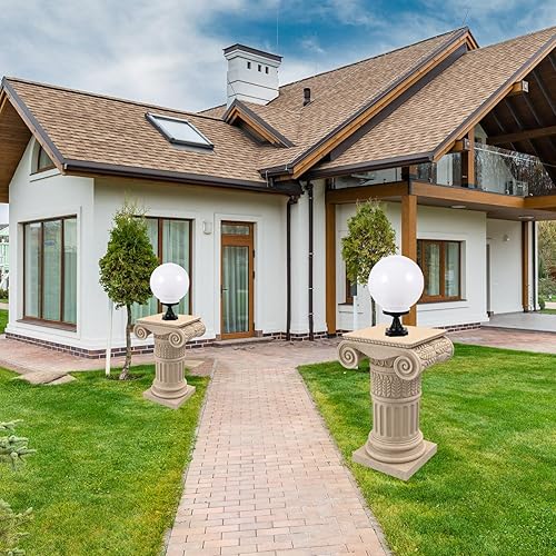 Miniatura 5 de GANAZONO Lámpara de acrílico con juego de zócalos de 9.8 pulgadas, lámpara de globo de montaje en poste de 9.8 pulgadas, linterna exterior para