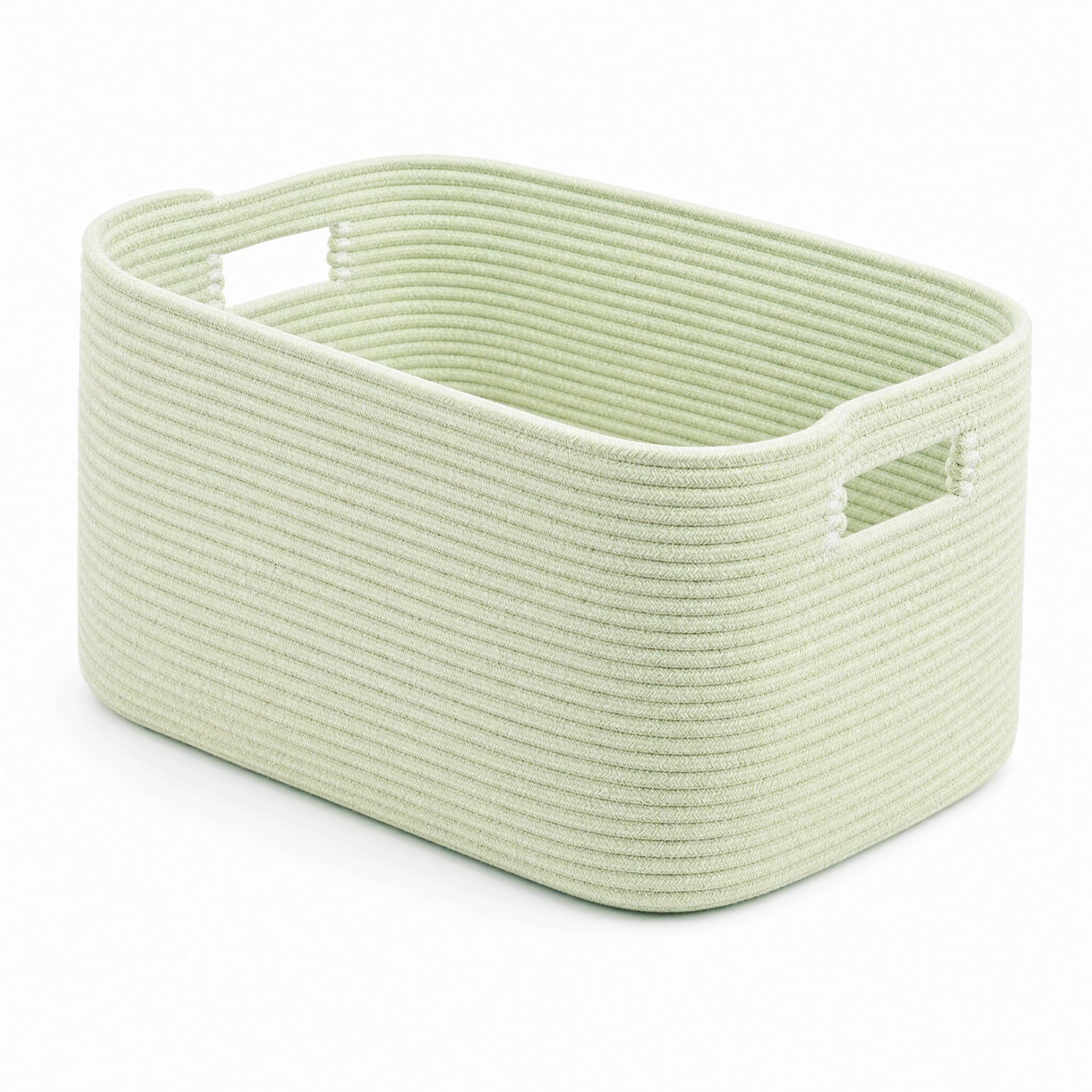 25.4GAL Collapsible Cotton Rope Extra Large Storage Basket For Bedroom Closet, Boho Rectangular Short Hamper Woven Storage Baskets for Living Room Throw Pillows Blankets Dirty Clothes, Sage Green