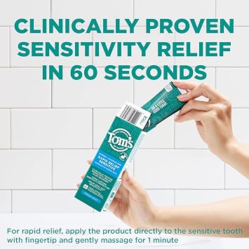 Tom's of Maine Rapid Relief Sensitive Toothpaste, Fresh Mint, 3 Pack, 4 oz | Fluoride Free, Clinically Proven Sensitivity Relief in 60 Seconds, Long-Lasting Protection, Natural, No Artificial Dyes