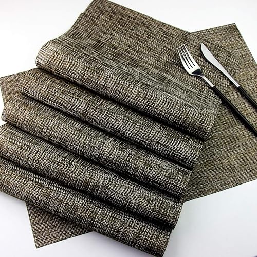 Miniatura 4 de PIGCHCY Manteles individuales lavables de vinilo, elegantes manteles individuales resistentes al calor para mesa de comedor, juego de 4 unidades,