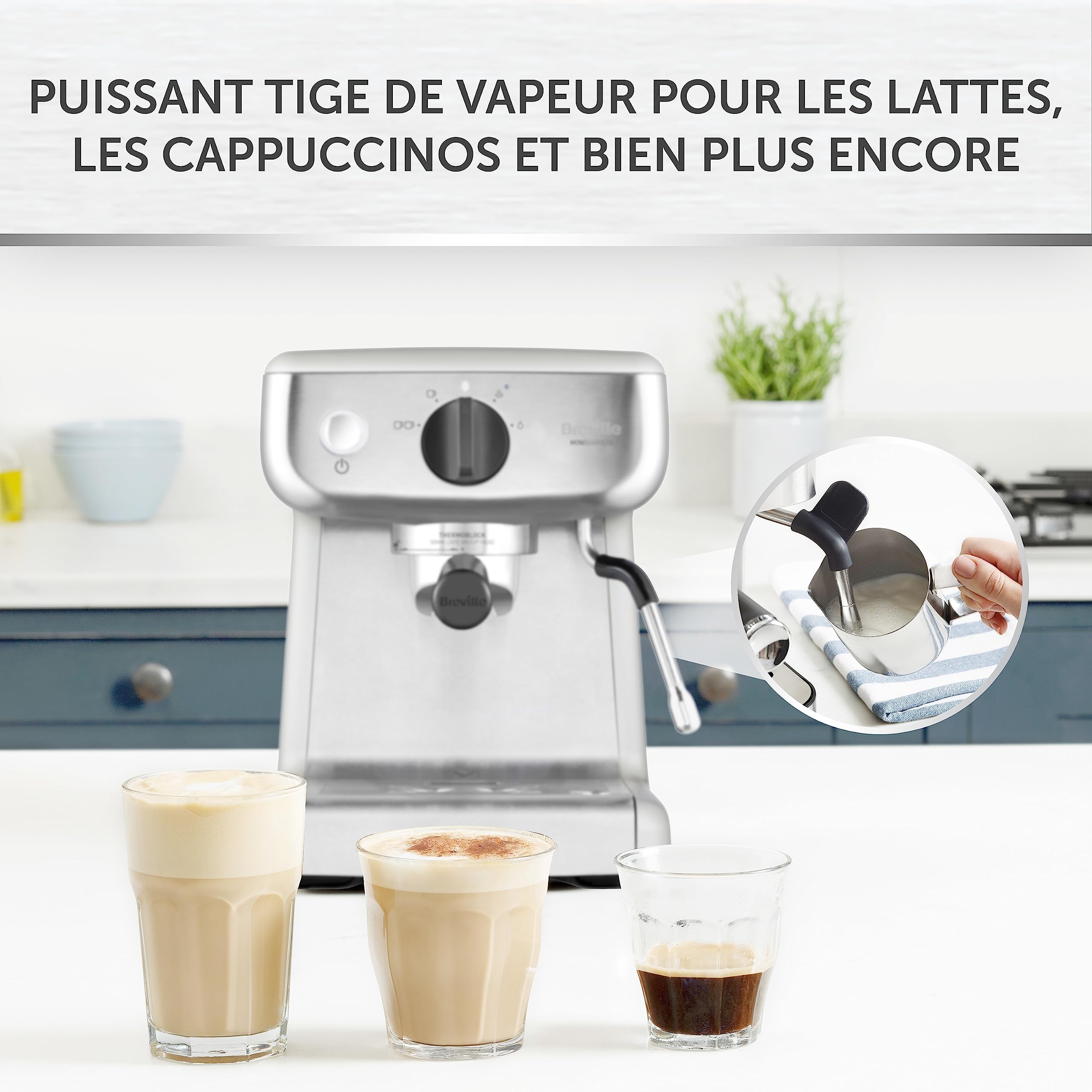 Breville Barista Mini Cafetière/machine à expresso semi-automatique | avec buse à vapeur pour faire mousser le lait & pompe italienne de 15 bars [VCF125X]