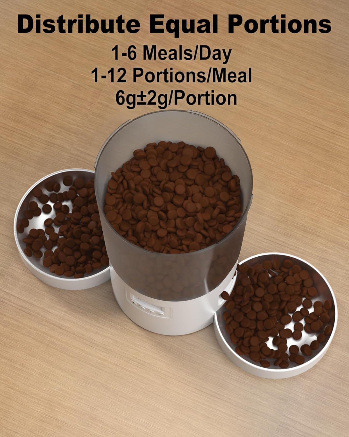 Automatic Cat Feeder 2 Cats, 4.2L Dry Food Auto Dispenser with Double Bowls,Dual Power Supply,Programmable Portion Control,10s Voice Recorder(Black,Stainless Steel Bowls) (Transparent+White)