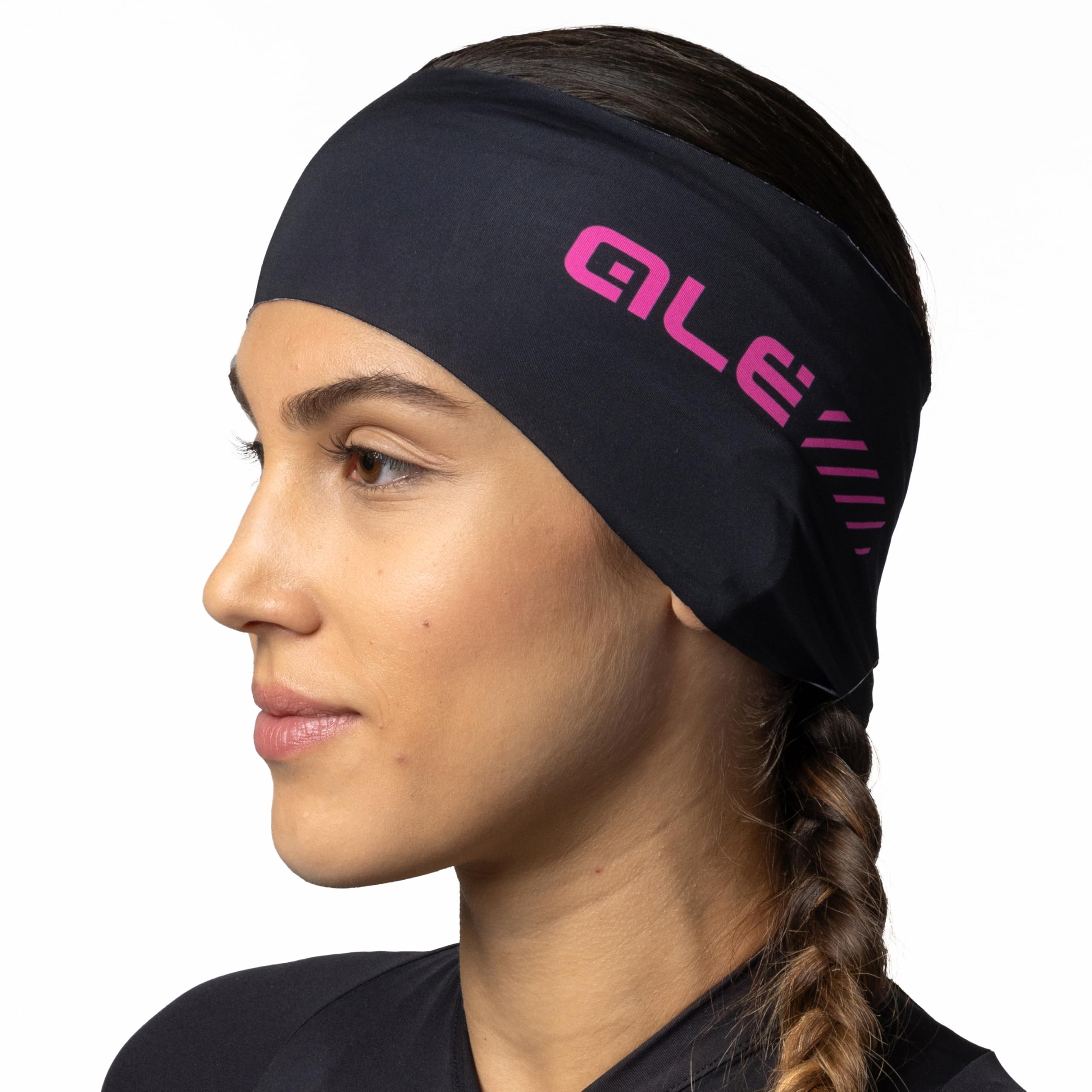 ALE Strada Cycling Earband Under Helmet - Head Warmer, Black-Pink, L25112720