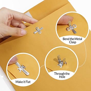 SUNEE 9x12 Envelopes, 28-lb Heavyweight Kraft Paper, 100 Count, Brown Envelopes with Metal Clasp, for Storing, Mailing & Organizing Documents, Photos