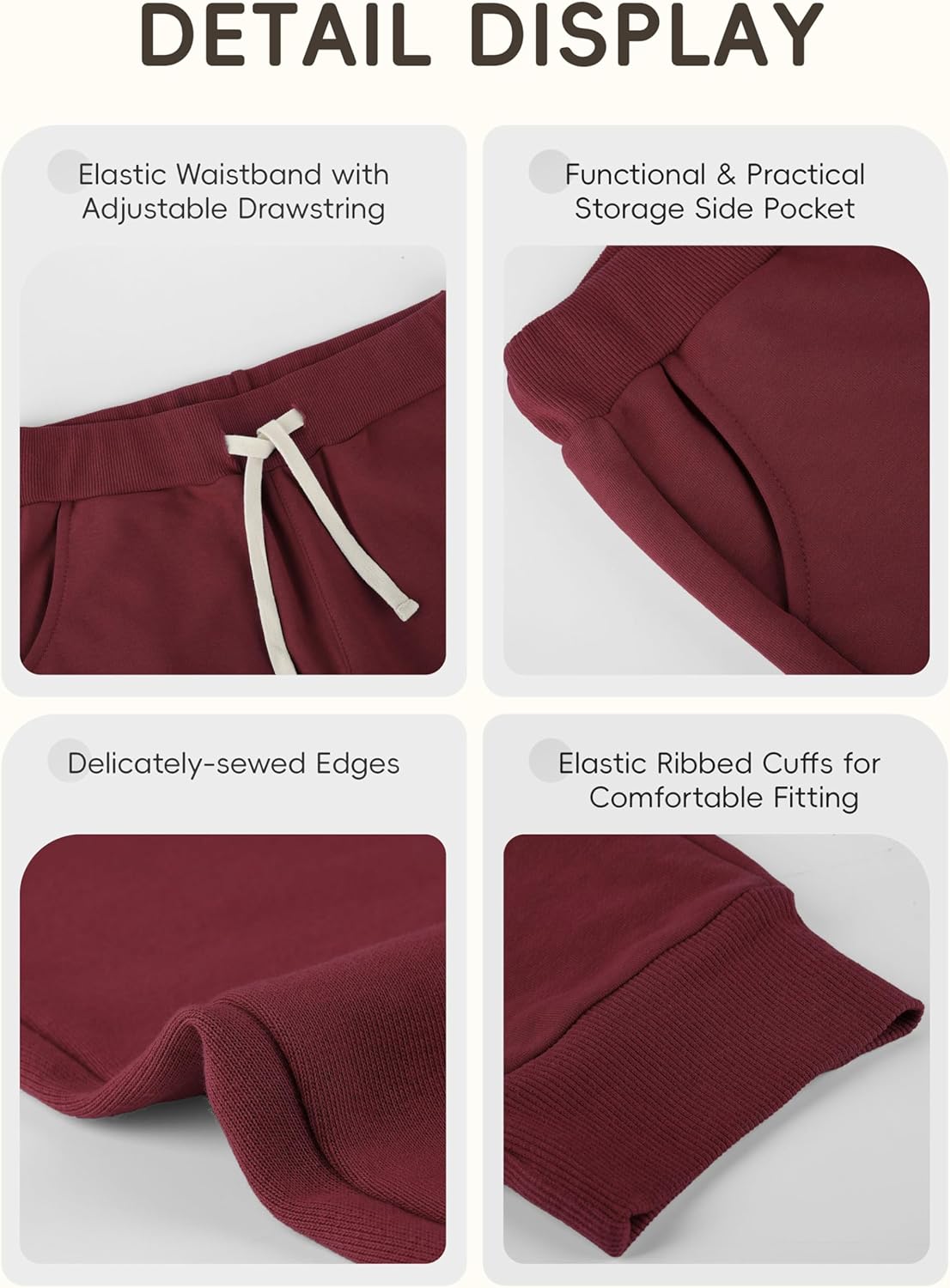 4 Pack Toddler Boys Sweatpants Cotton Toddler Boys Girls Sweatpants Pants with Pocket Drawstring - Image 4