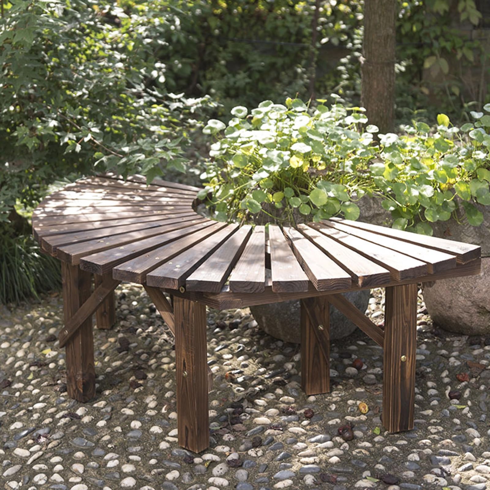 Panca per Alberi Avvolgente, Panchina da Esterno Resistenti Alle Intemperie, Seduta Semicircolare Avvolgente per Alberi, Resistente Alle Intemperie, Facile da Montare per Patio, Parco - Naturale