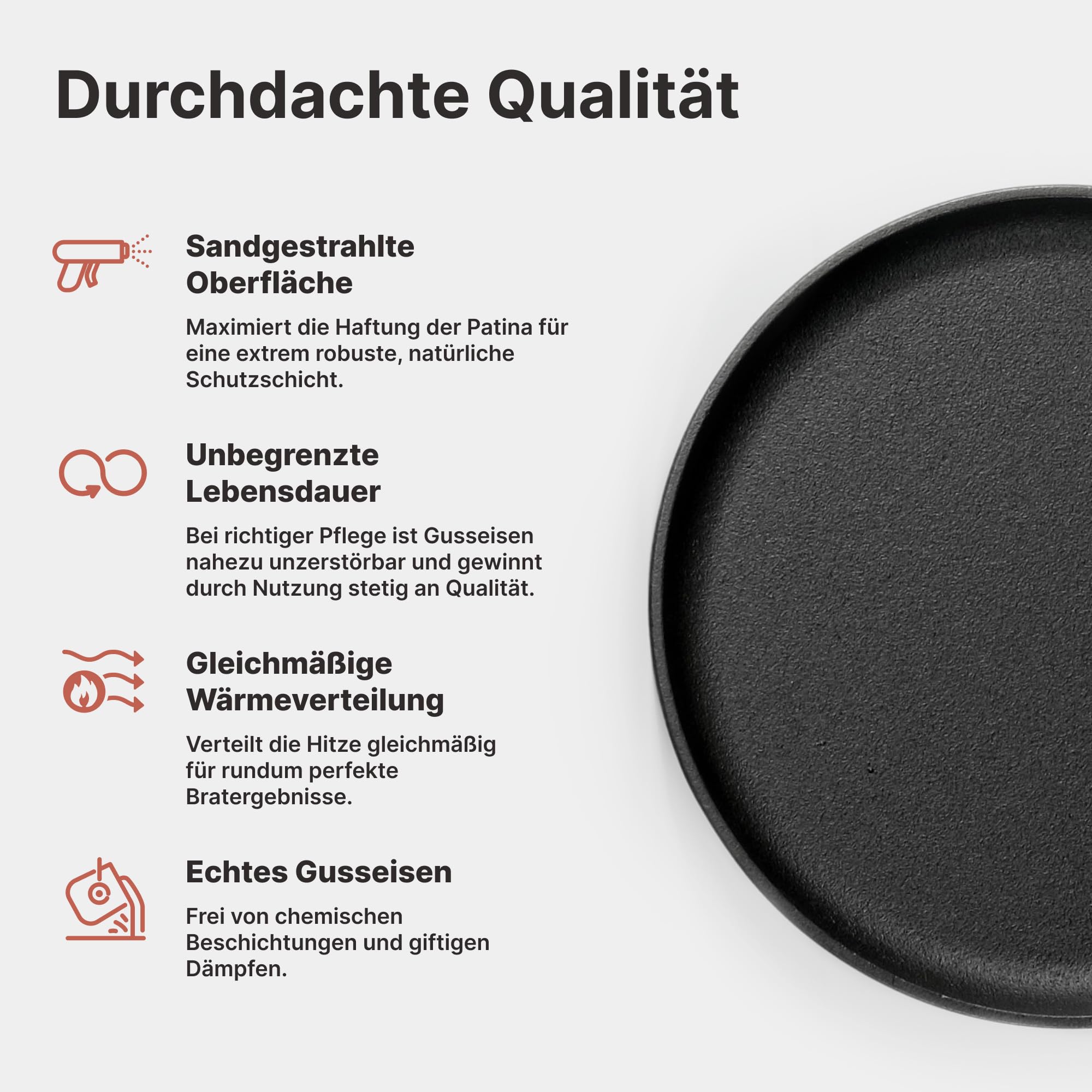 4BIG.fun Sartén para panqueques de 24 cm de diámetro, sartén de hierro fundido para crepes/tortitas, sartén omlett, sartén para crepes para todo tipo de fuegos, incluye inducción