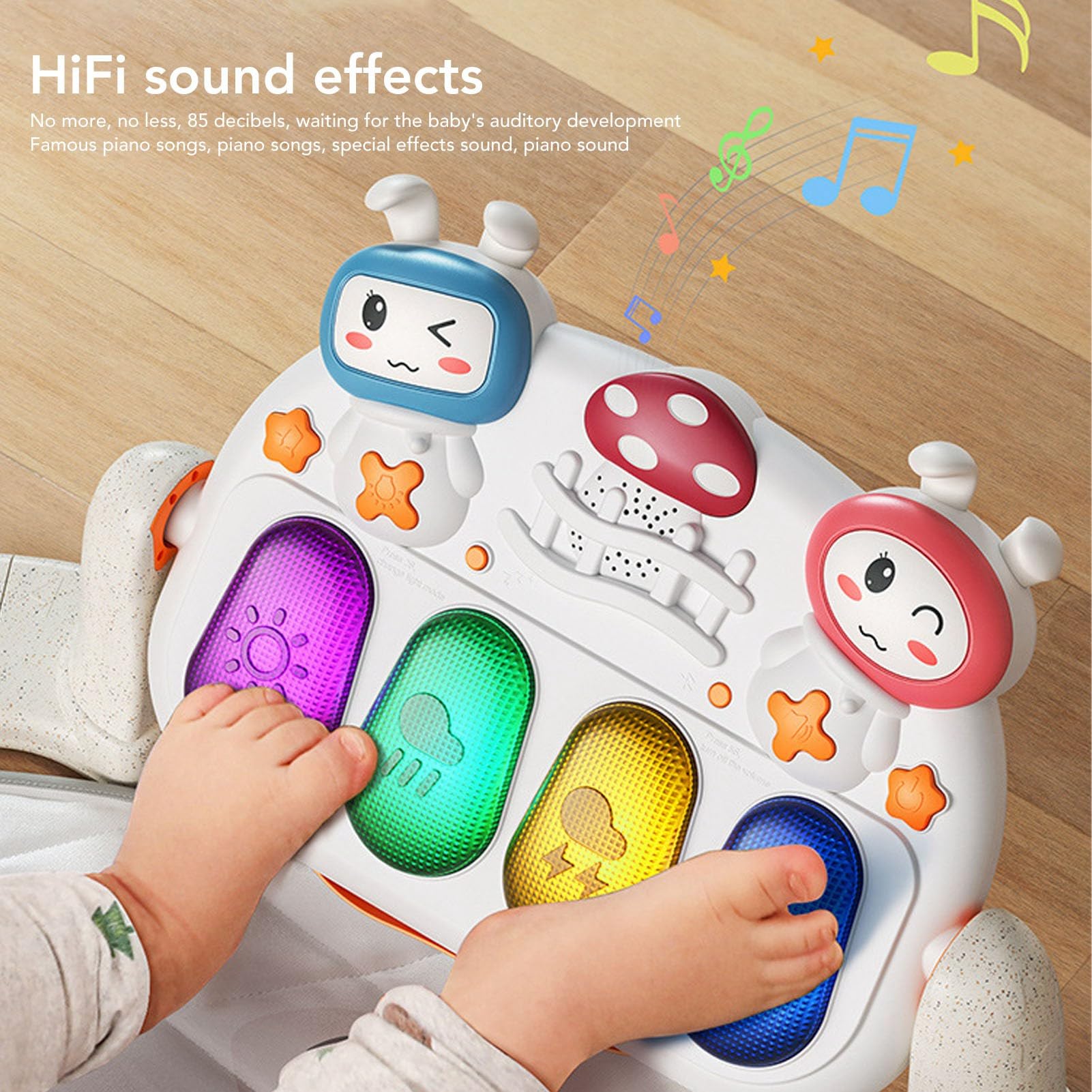 Alfombra de Juegos para Gimnasio para Bebés con Luces de Control Remoto de Piano Bluetooth y Canciones de Cuna para el Desarrollo Sensorial y Las Habilidades Motoras