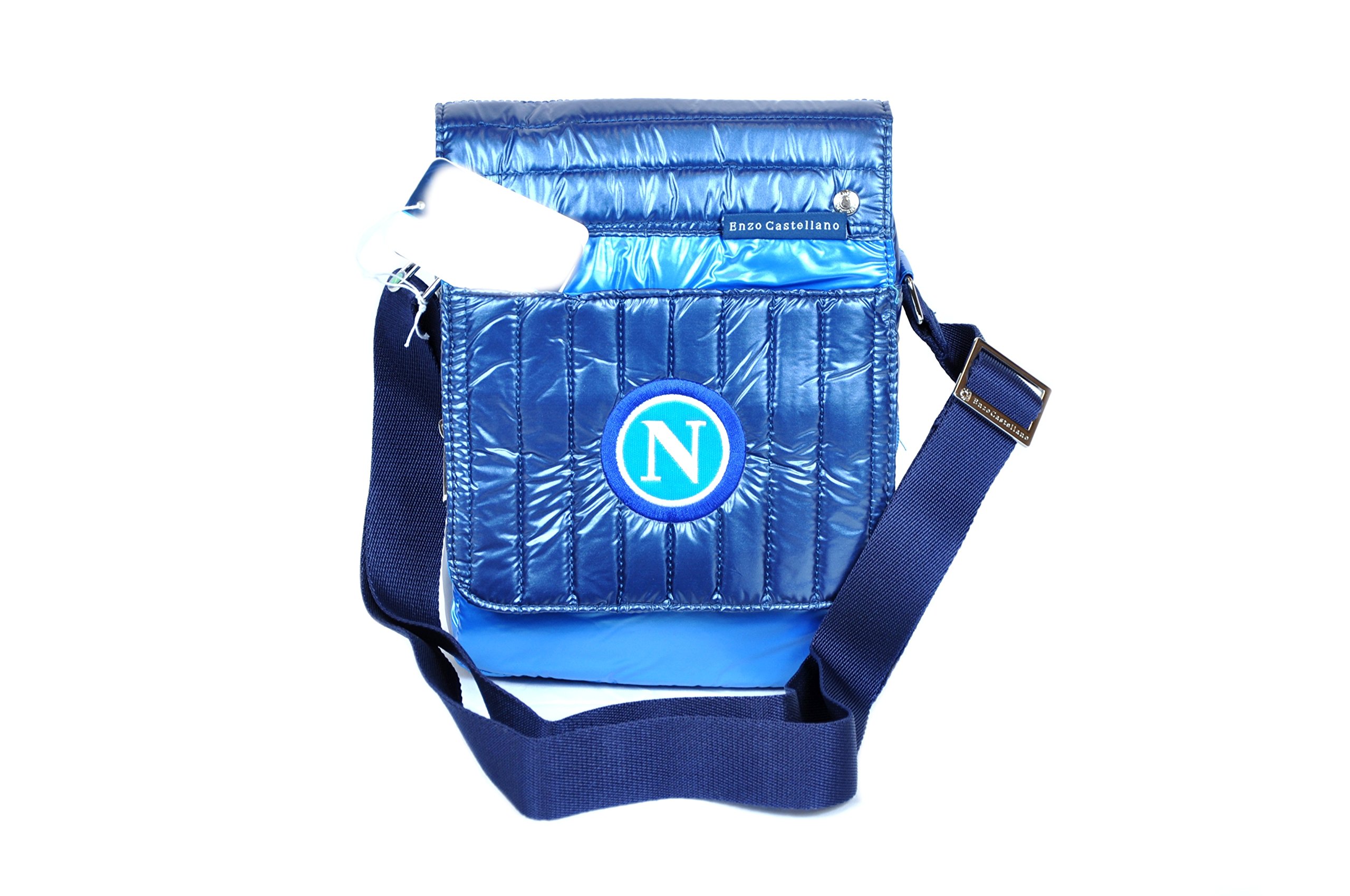 Sac à bandoulière Napoli Champione d'Italie Troisième Scudetto Logo Produit officiel Enzo Castellano, bleu, Cm 22 x 19 x 4,5