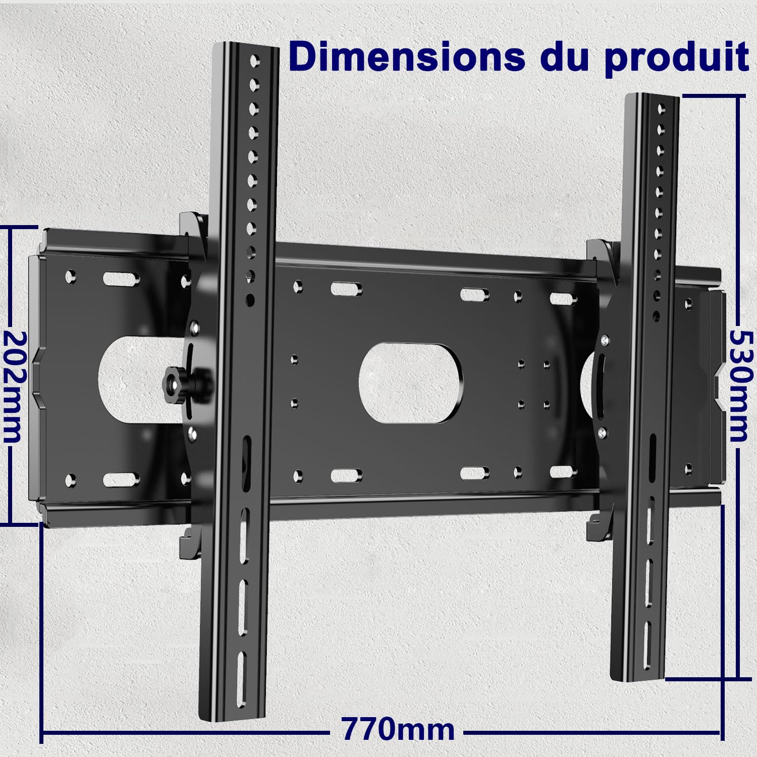 Support Mural TV Grande Taille inclinable pour la Plupart 42 à 85", VESA Jusqu’à 700x500mm et Charge maximale 84KG, 55 58 60 65 70 75 80 Pouces réglable Rack Mural pour TV,Fixation Mural TV