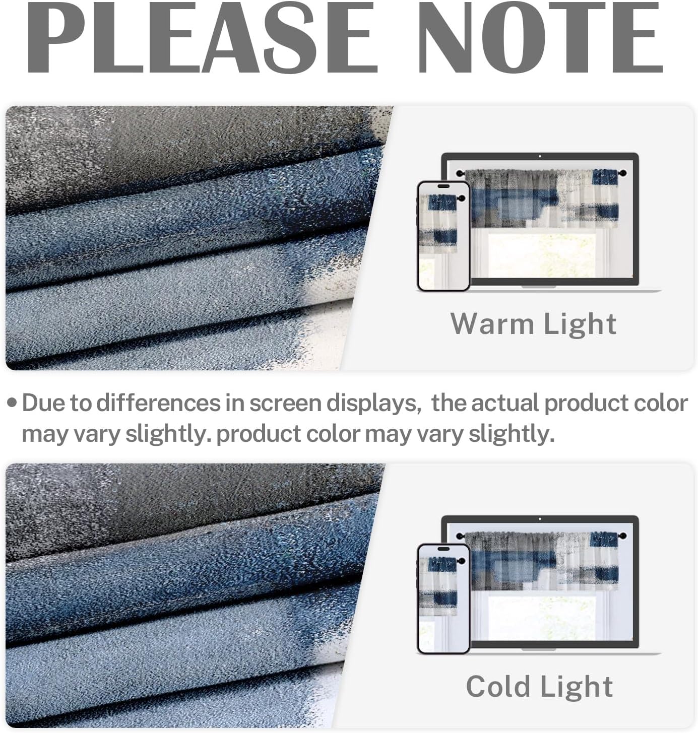 Emvency 8 Pack Blue Valances Window Treatments, Grey White Abstract Modern Art Blackout Adjustable for Living Room Bathroom Bedroom Kitchen Over Sink, 18x52 Inch Rod Pocket Valances