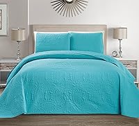 Vista 7 de MK Home Colcha para cama Mk Collection color liso, capitoneada, tamaño grande