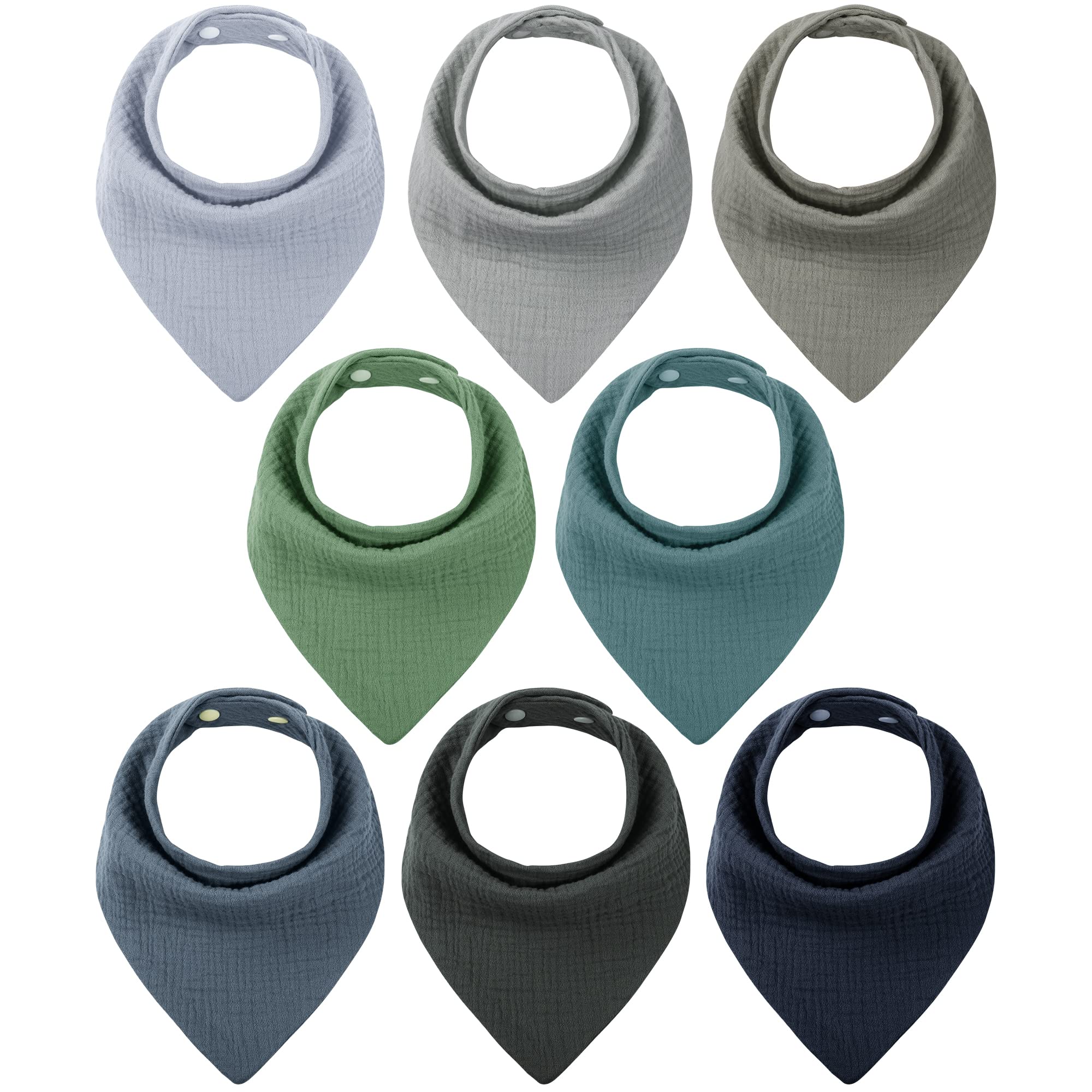 Lot 8 Bavoirs Bébé Triangle Doux Absorbants Avec Boutons Réglables - Garçons Filles