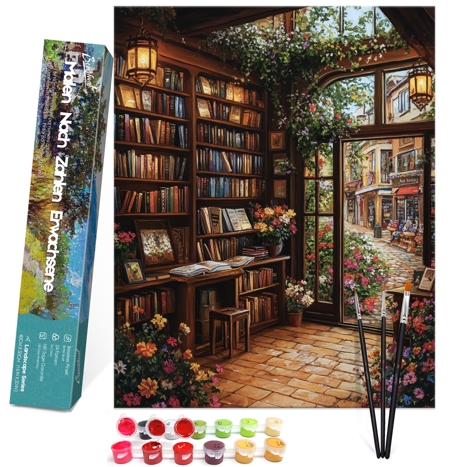Bougimal Pintura por Números Adultos Paisaje con Pinceles y Pinturas Acrílicas - 40 x 50 cm, Sin marco, Librería 2 — view 13