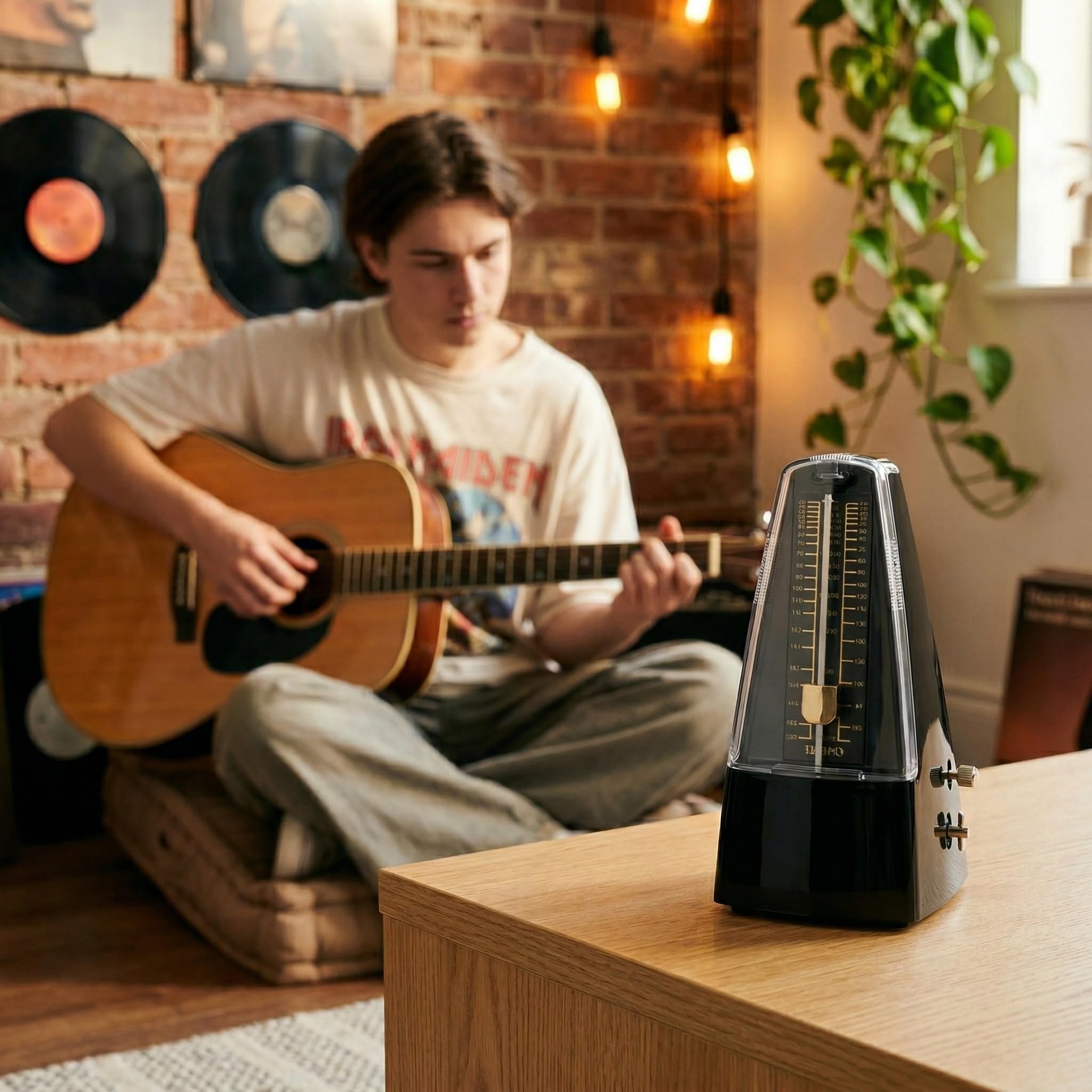 TEMPO Métronome Mécanique Noir À Balancier Avec Cloche, Metronome Piano, 40 À 208 BPM, Pour Guitare, Violon, Batterie, Saxophone, Flûte, Clarinette