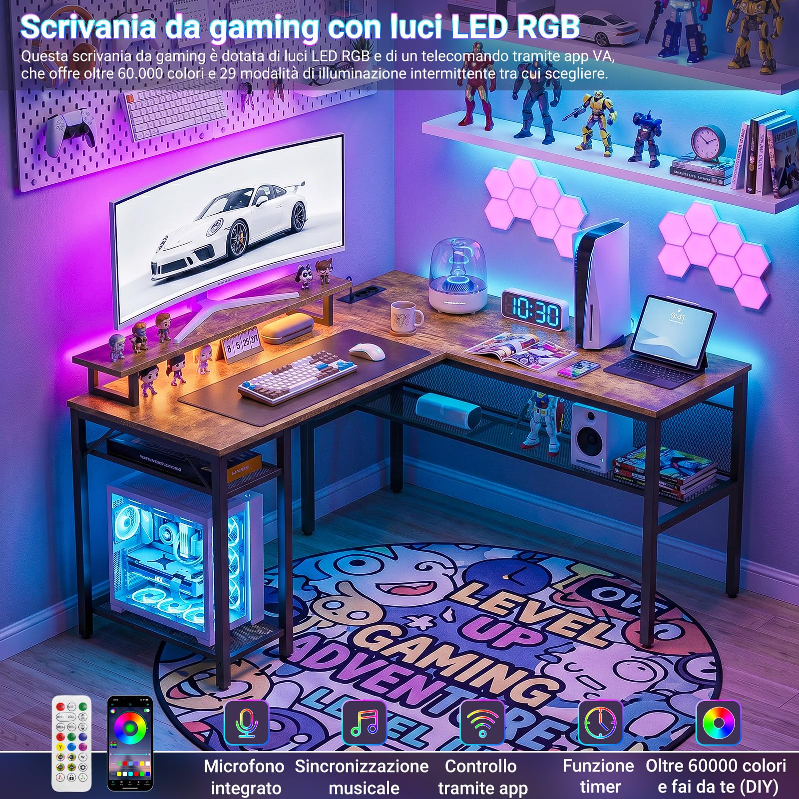 Homieasy Escritorio Gaming En L 141x117x76 cm