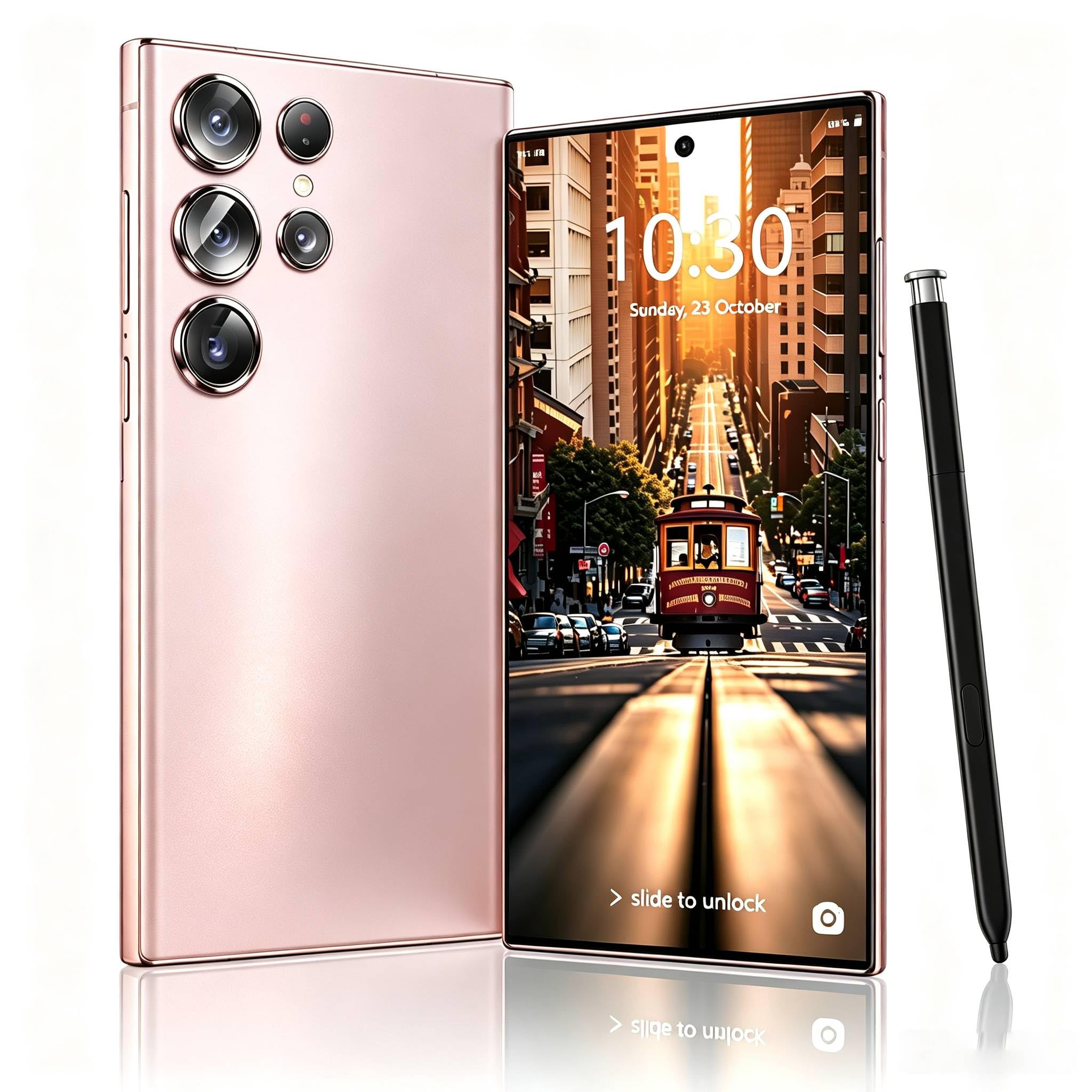 Unlocked Phone C24 Ultra Android 14 Phone (Light Pink)